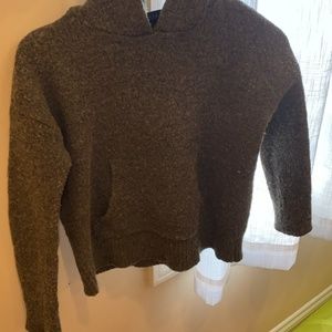 SMALL/PETITE Sanctuary Green Wooly/Textured Hood Sweater